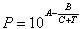 Antoine equation arranged to solve for vapor pressure.